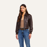 Clotilde Leather Jacket - Brunette