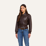 Clotilde Leather Jacket - Brunette