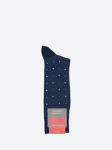 Marcoliani Pima Cotton Contemporary Dots Mid-Calf Sock - Navy