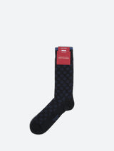 Marcoliani Pima Cotton Jacquard Dots Mid-Calf Sock - Charcoal