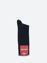 Marcoliani Mousse of Modal Herringbone Mid-Calf Sock - Navy