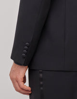 Canali black wool peak lapel tuxedo sleeve detail - Oak Hall
