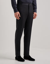 Canali black wool peak lapel tuxedo trousers - Oak Hall
