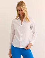 Lindsey Long Sleeve Ribbon Stripe Shirt - White