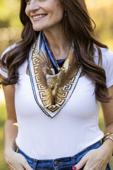 Austin Williams Art Double-Sided Silk Scarf - Navy Pointing Strong