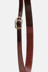 Dorothee Shumacher Crackle Shine Skinny Belt - Bordeaux/Rust/Tan Mix