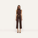 L'Agence Wanda Coated Cropped Wide-Leg Jean - Dark Java Coated