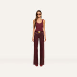 L'Agence Clayton Coated Wide-Leg Jean - Deep Sangria Coated