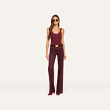 L'Agence Clayton Coated Wide-Leg Jean - Deep Sangria Coated