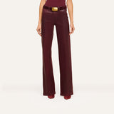 L'Agence Clayton Coated Wide-Leg Jean - Deep Sangria Coated