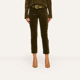 Celestia Velvet Slim-Leg Jean - Army