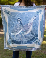 Double-Sided Silk Scarf - Blue Quail Pair