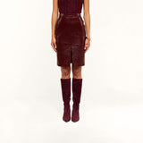 Violetta Vegan Leather Skirt - Dark Port Croc