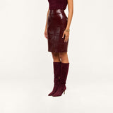 Violetta Vegan Leather Skirt - Dark Port Croc