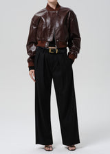 Camille Moto Recycled Leather Jacket - Burgundy