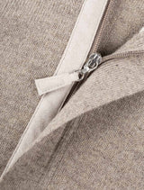Gran Sasso Wool and Cashmere Suede Trim Quarter-Zip Sweater Oatmeal