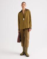 A Case of You Combo Top in Cotton Shirting - Kangaroo