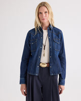 Mustang Sally Shirt with Snaps in Denim Shirting - Dark Stone