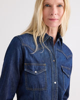 Mustang Sally Shirt with Snaps in Denim Shirting - Dark Stone