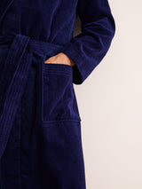 Derek Rose Triton Cotton Velour Bathrobe - Navy
