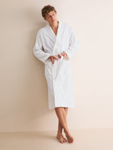 Derek Rose Triton Cotton Velour Bathrobe - White