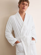 Derek Rose Triton Cotton Velour Bathrobe - White