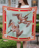 Double-Sided Silk Scarf - Tomato Tide Diver