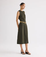 Crew Neck Dress W Darts