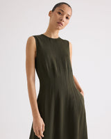 Crew Neck Dress W Darts