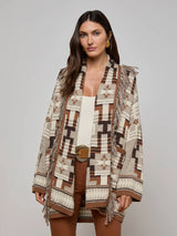 Jair Jacquard Fringe Cardi - Oak Hall