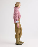 Traveling T Neck Sweater in Italian Cashmere - Plum