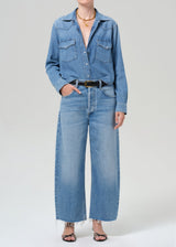 Cropped Western Shirt In Carolina Blue