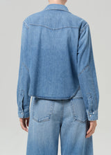 Cropped Western Shirt In Carolina Blue