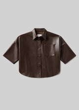 Frances Cropped Cape Button Up In Leather