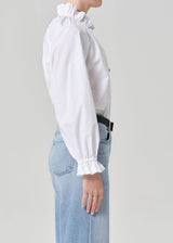 Loretta Ruffle Top In Optic White - Oak Hall