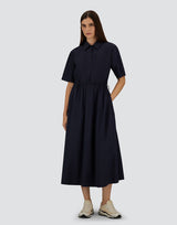 Light Nylon Stretch Short Sleeve Long Dress - Oak Hall