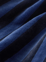 Derek Rose Aston Cotton Velour Bathrobe - Blue & Navy Stripe