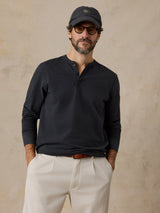 Faherty Long Sleeve Waffle Henley - Ridge Black