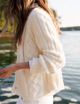 Mini Cotswolds Cropped Cable Knit Cardigan - Ivory