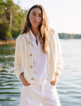 Mini Cotswolds Cropped Cable Knit Cardigan - Ivory