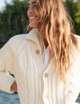 Mini Cotswolds Cropped Cable Knit Cardigan - Ivory