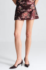 Chrissy Skirt - Trellis Jacquard Maroon