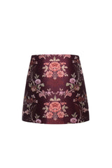 Chrissy Skirt - Trellis Jacquard Maroon