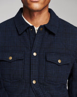 Billy Reid Onion Quilted Plaid Theo Shirt Jacket - Navy Multi