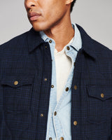Billy Reid Onion Quilted Plaid Theo Shirt Jacket - Navy Multi