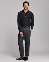 Billy Reid Long-Sleeve Step Jacquard Sweater Polo - Charcoal Multi