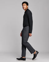 Billy Reid Long-Sleeve Step Jacquard Sweater Polo - Charcoal Multi
