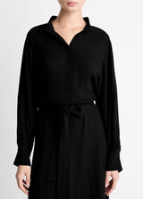 L/S Collar Stand Shirt Dress