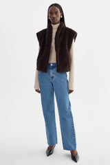 Dua Reversible Sherpa Vest - Dark Brown