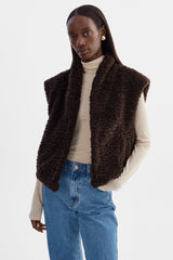 Dua Reversible Sherpa Vest - Dark Brown